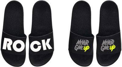 nvisan Men Slides(Black , 8)