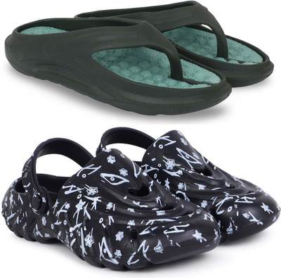 Kapani Fashion Men Slippers(Green, Black , 7)