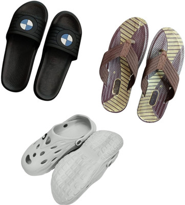 BLIBBERS Men Slippers(Black, Brown, Off White , 9)