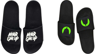 nvisan Men Slides(Black , 6)
