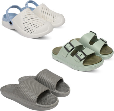 Acorn Men Slides(Olive, Grey, White , 6)