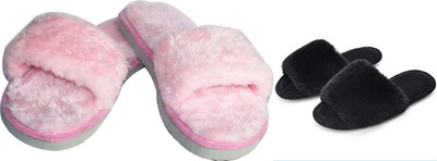 rexizone Women Flip Flops(Black, Pink , 5)