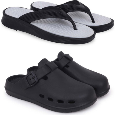 KAPYANSH Men Slippers(Grey, Black , 6)