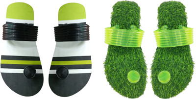skyflip Men Slides(Green, Green , 5)