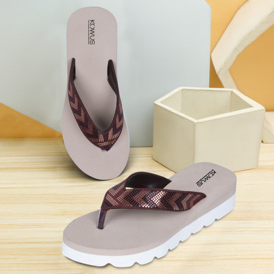 kOWUS Women Slippers(Beige , 7)