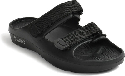 Smoothlite Men Ultra Soft Slipper with Velcrow, Adjustable Strap, Anti Slip, Daily Usage Slides(Black , 9)