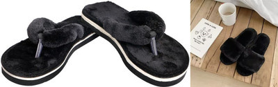 rexizone Women Slides(Black, Black , 6)