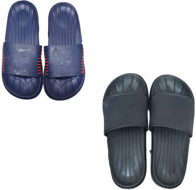 abright Men Slides(Blue, Black , 6)