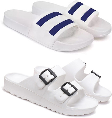 Earton Men Slides(White , 7)