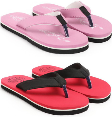 VAHMAH Women Slippers(Pink, Red , 8)