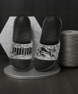 PUMA Men Logo Pop Slides(Grey , 9)