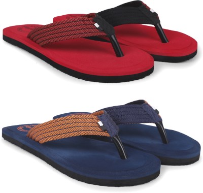 FLIPJONES Men Flip Flops(Red, Blue , 10)