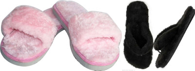 rexizone Women Flip Flops(Pink, Black , 7)