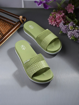 Birde Women Comfortable Lightweight Regular Wear Slides(Green , 5)