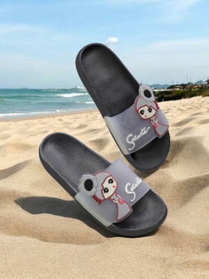 Pampy Angel Women Slides(Black, Grey , 5)