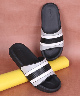 Aqualite Men Anti-Skid Slides(Black, White, Grey , 6)