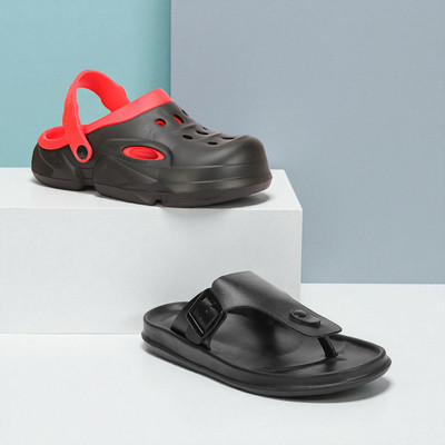 WOCMEC Men Slides(Black, Black , 6)