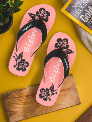 BIZLER Women Soft Ortho Slippers | Lightweight, Non-Slip & Stylish Daily Wear Slippers(Pink, Black , 6)