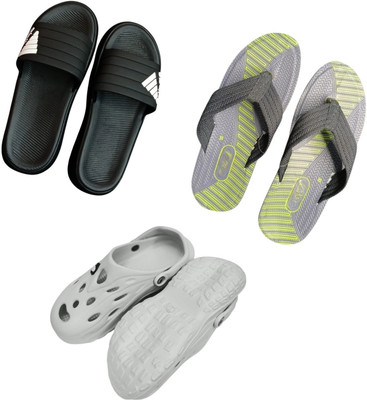 BLIBBERS Men Slippers(Black, Grey, Off White , 9)