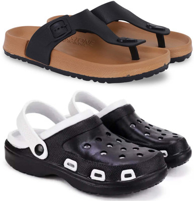 Pampy Angel Men Slippers(Beige, Black , 9)