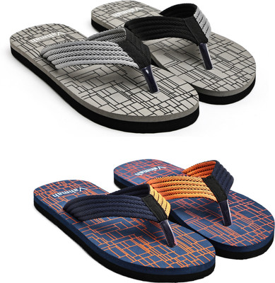 VAHMAH Men Slippers(Grey, Navy , 6)