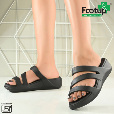 Footup Women Super Soft|Orthopedic|Comfortable|Lightweight|Diabetic Flip Flops(Black , 7)