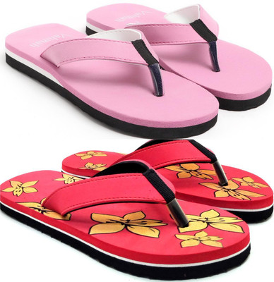 VAHMAH Women Slippers(Pink, Red , 8)