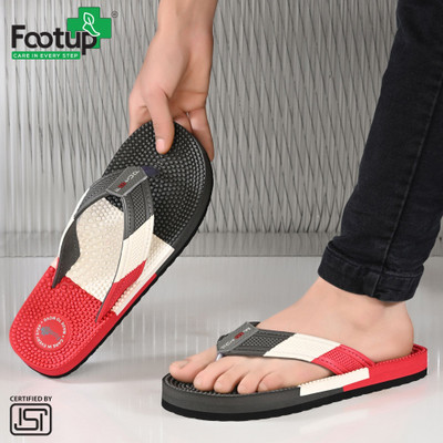 Footup Men Newly launch Soft Comfortable Ortho Diabetic Lightweight Antiskid Slippers(Red, Grey , 8)