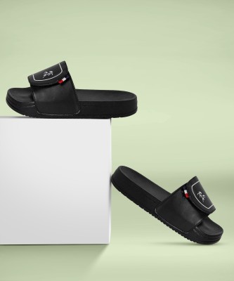 SIMSAN Men Slides(Black , 10)