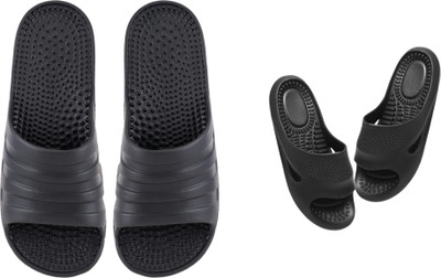 ventus Men Flip Flops(Black, Black , 9)