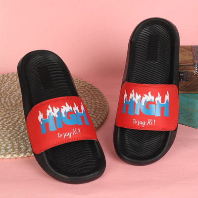 PERY-PAO Men Slippers(Red , 6)
