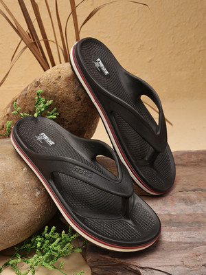 Neoz Men Levirex Lightweight with Arch Support Durable Anti-Skid & Stylish Dailywear| Flip Flops(Black , 6)