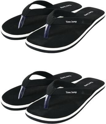 Time Jump Men Slippers(Black, Black , 8)