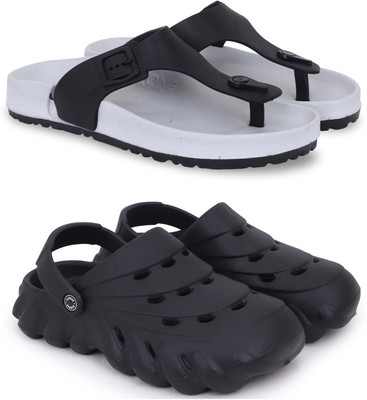 Pampy Angel Men Slippers(Grey, Black , 6)