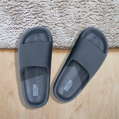 DOCTOR EXTRA SOFT Men Men's Classic Ultra Soft Sliders/Slippers with Cushion FootBed for Adult D-504 Slides(Grey , 10)