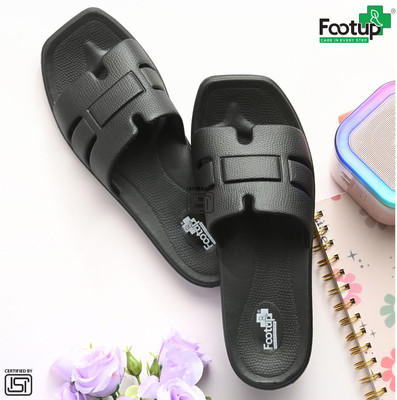 Footup Women Super Soft|Orthopedic|Comfortable|Lightweight|Diabetic Slides(Black , 4)