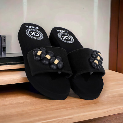 CIBEK Women Flip Flops(Black , 8)