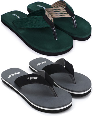 Skytrap Men Slippers(Green, Grey , 9)