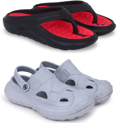 KAPYANSH Men Slippers(Red, Grey , 8)