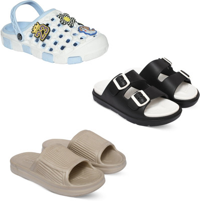 Acorn Men Slides(Blue, Black, Beige , 8)