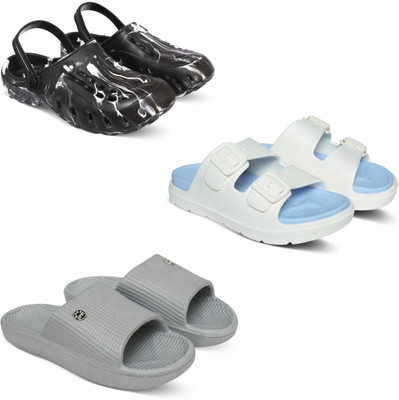 Acorn Men Slides(Black, Blue, Grey , 8)