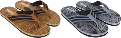 MIGOLITE Men Flip Flops(Brown, Grey , 10)