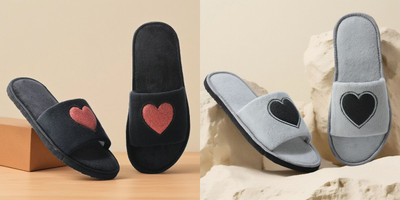 Y key Women Flip Flops(Black, Grey , 4)