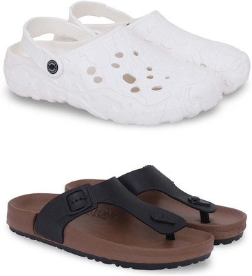 Pampy Angel Men Clogs(White, Brown , 6)