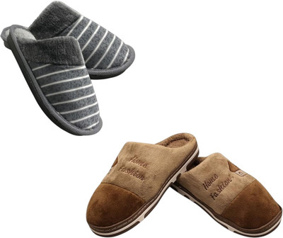 Mahi Enterprises Men Flip Flops(Grey, Brown , 8)