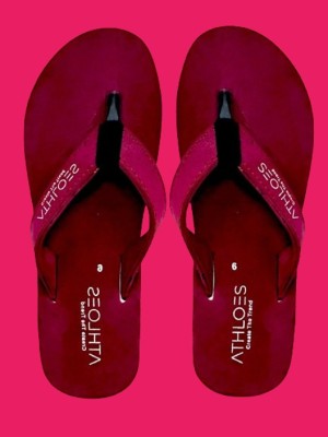 ATHLOES Women Flip Flops(Maroon , 6)