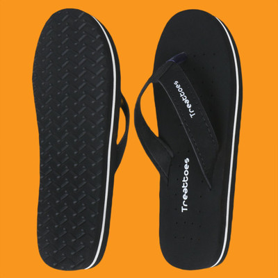 TREATTOES Women Doctor Ortho Care Diabetic Extra Soft Orthopaedic Comfort House Dr Slippers Flip Flops(Black , 7)