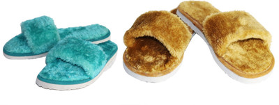 rexizone Women Flip Flops(Brown, Green , 3)