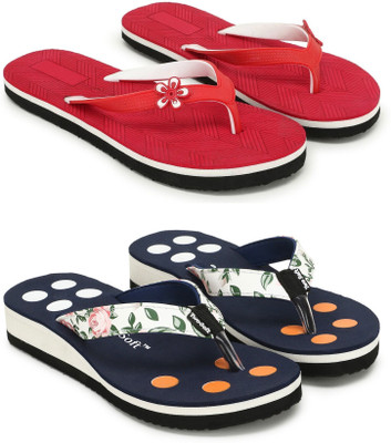 TWO SOFT Women Combo Pack Of 2 Women Slipper Stylish Casual Light & Soft Comfortable Daily Wear Slippers(Yellow, Red , 7)
