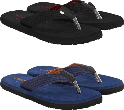 BIRDE Men Pack Of 2 Combo Comfortable Slippers & Flip Flop For Men Flip Flops(Black, Blue , 8)